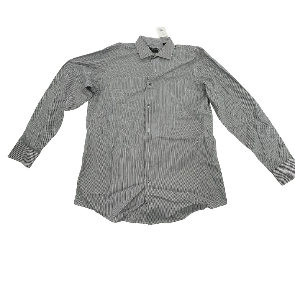 Marc Anthony Button Down Shirt Black White  No Iron Slim Fit Striped